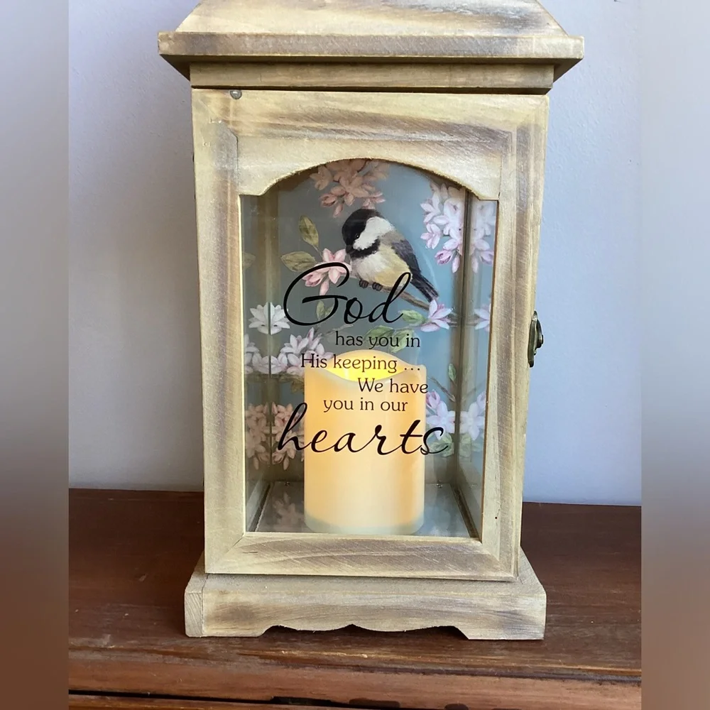 Wooden Lantern with glass panels & door